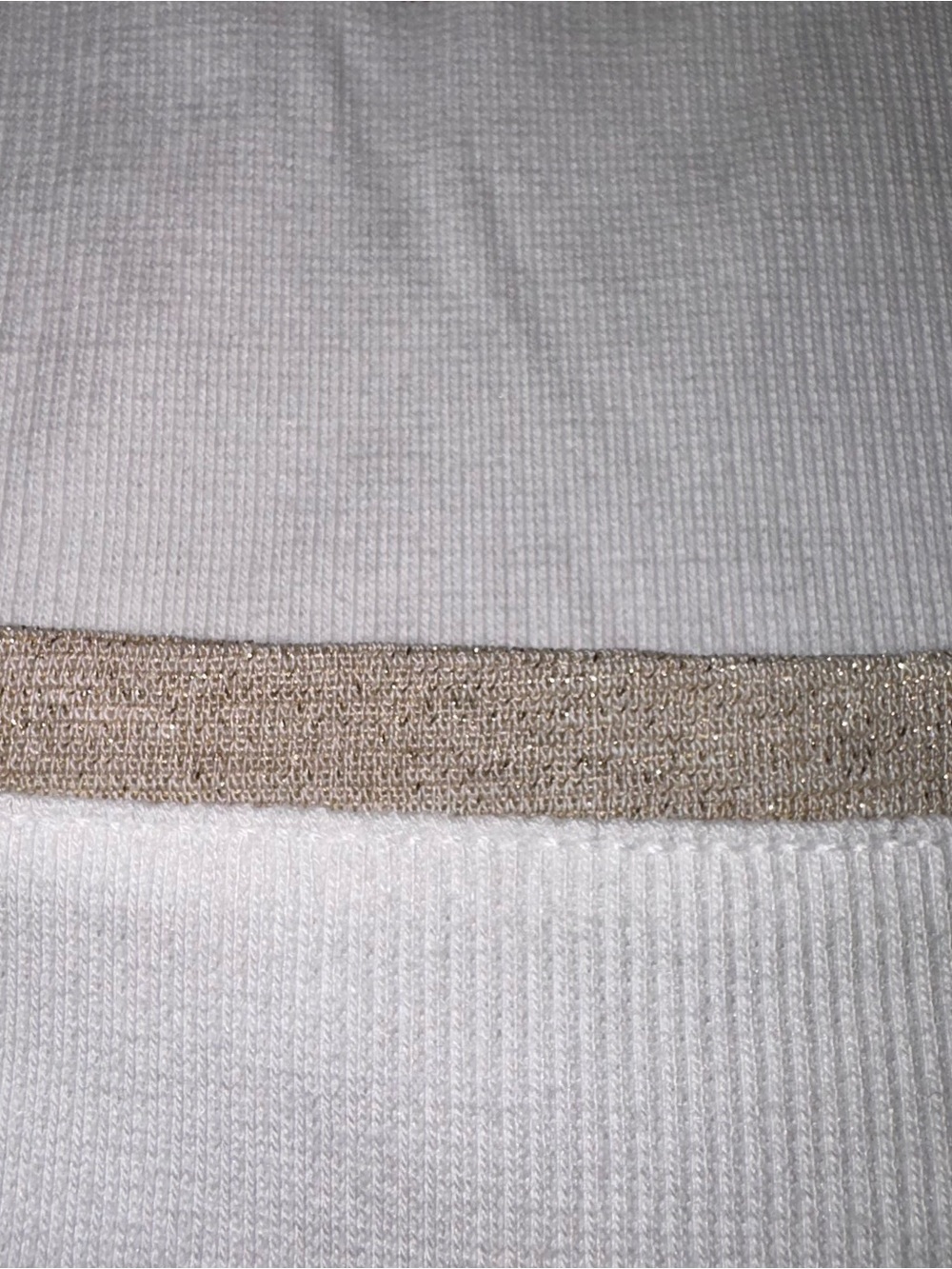 Chico’s white Sleeveless the ultimate tee metallic Silver gold Trim tank top XL - Picture 8 of 14